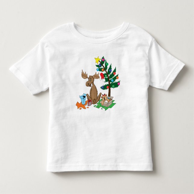 Camiseta Infantil T-shirt do Natal dos alces (Frente)