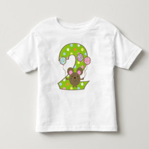 Camiseta Infantil T-shirt do segundo aniversário do verde do rato d
