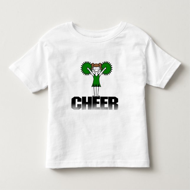 Camiseta Infantil T-shirt e presentes Cheerleading verdes (Frente)