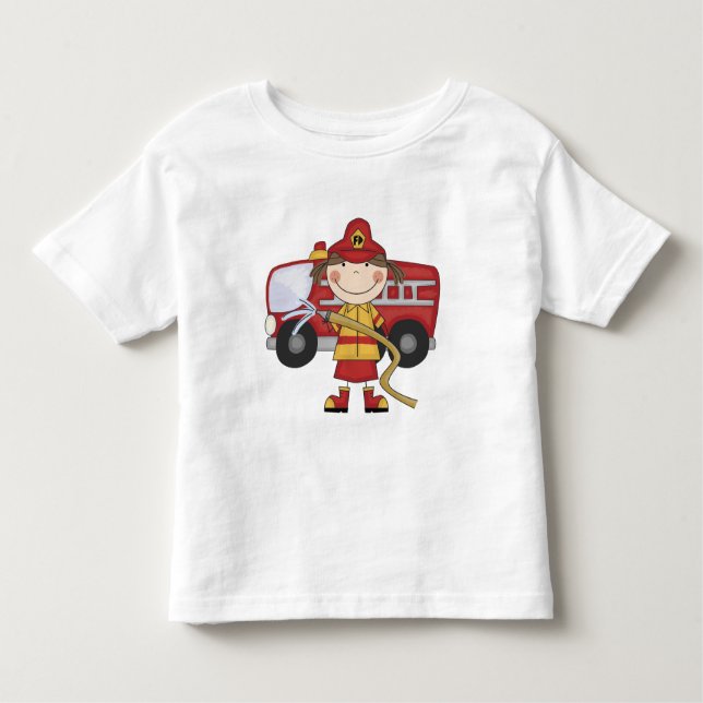 Camiseta Infantil T-shirt e presentes fêmeas do sapador-bombeiro (Frente)