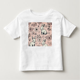 Camiseta Infantil T-Shirt Floral Bunny Doodle Primavera Bonito e C