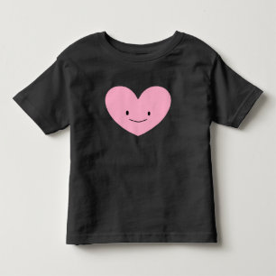 Camiseta Infantil T-Shirt Gráfico de Coração Feliz, Rosa