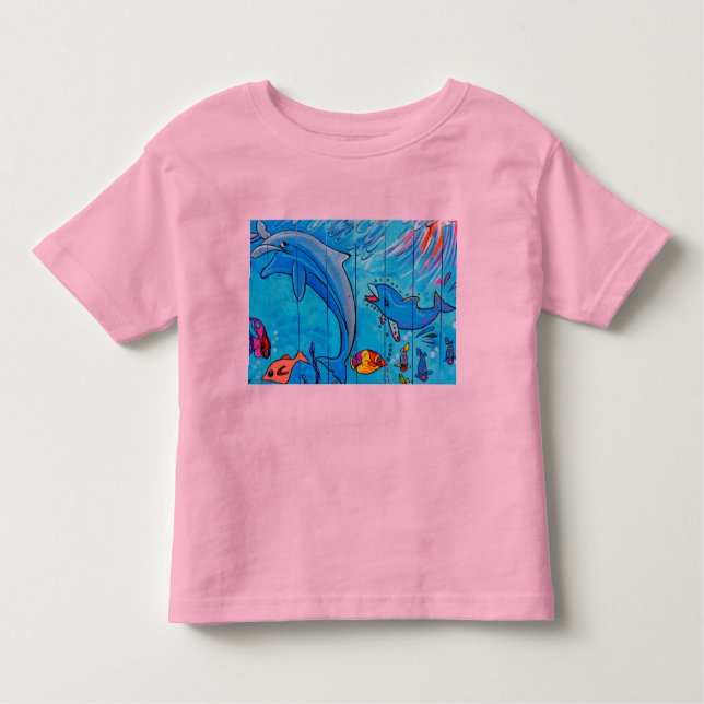 Camiseta Infantil t-shirt infantil de golfinhos nadadores (Frente)