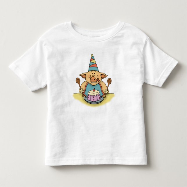 Camiseta Infantil t-shirt leitão com fome da criança do aniversário (Frente)