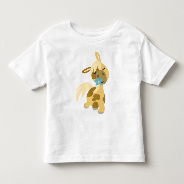Camiseta Infantil T-shirt para crianças Blue Flower e Pony (Frente)