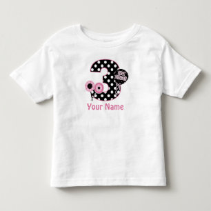 Camiseta Infantil T-shirt personalizada de pontos pretos cor-de-rosa