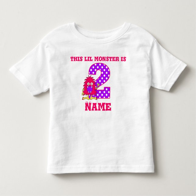Camiseta Infantil T-shirt personalizada monstro rosa-segundo anivers (Frente)