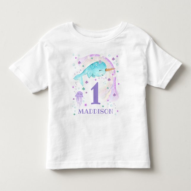 Camiseta Infantil T-Shirt Personalizada Narwhal Menina (Frente)