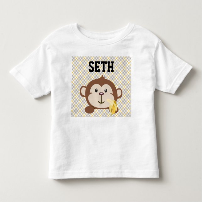 Camiseta Infantil T-shirt personalizado da criança do macaco, branco (Frente)