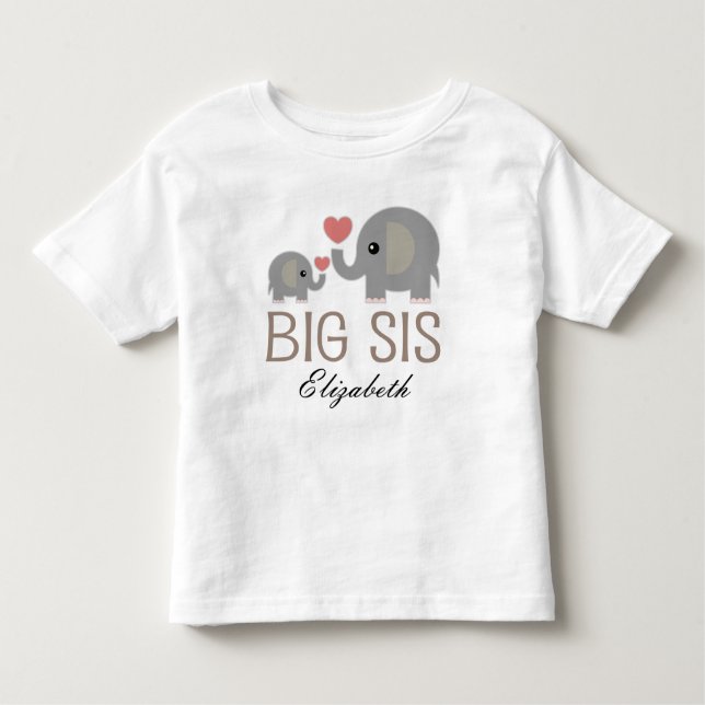 Camiseta Infantil T-shirt personalizado das meninas do Sis elefante (Frente)