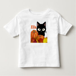 Camiseta Infantil T-Shirt Preto de Gato de Toddler Personalizável