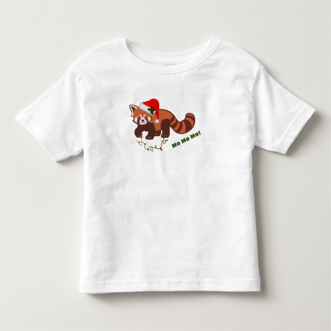 Camiseta Infantil T-Shirt Red Panda Toddler de Natal Personalizável (Frente)
