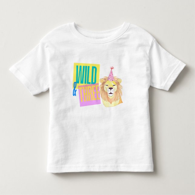 Camiseta Infantil T-Shirt Selvagem e Três aniversário de 3 anos (Frente)
