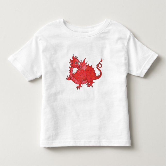 Camiseta Infantil T-shirt Toddler com um Dragão Vermelho Cute (Frente)