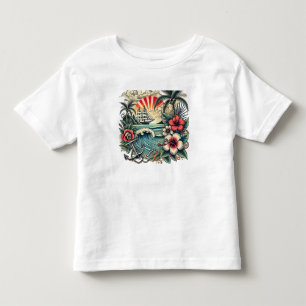 Camiseta Infantil T-Shirt Tropical Tattoo Art Beach Paradise