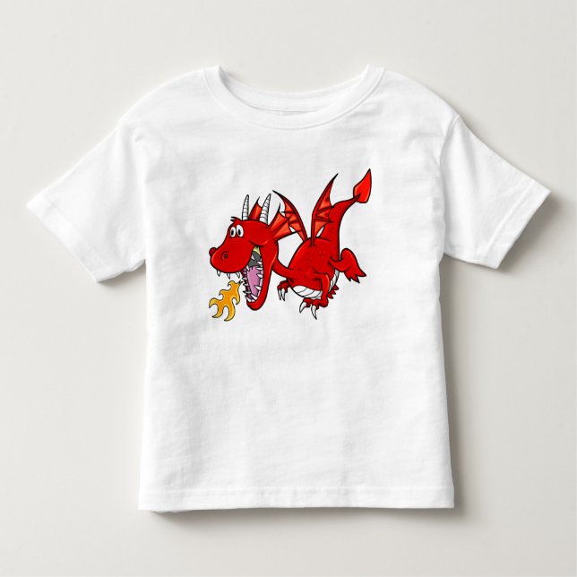 Camiseta Infantil T-shirt vermelho do dragão do bebê (Frente)