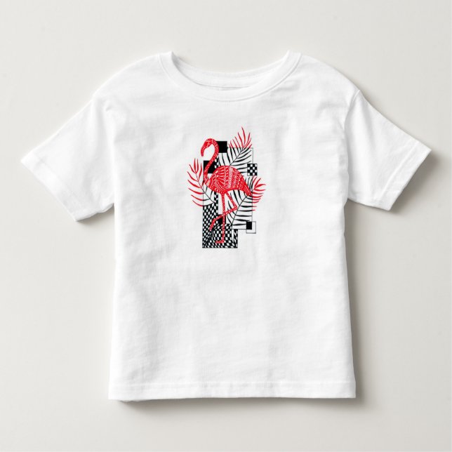 Camiseta Infantil T-Shirt Vermelho Flamingo Impressão (Frente)