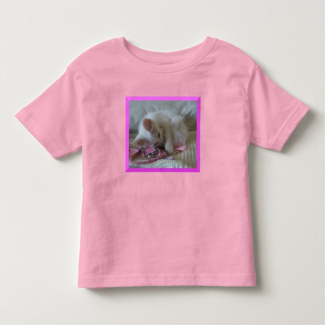 Camiseta Infantil T-Shirt White Kitten Toddler (Frente)