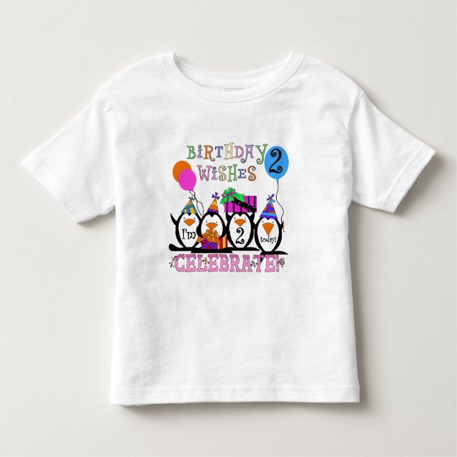 Camiseta Infantil T-shirts e presentes segundos aniversários Pinguin (Frente)