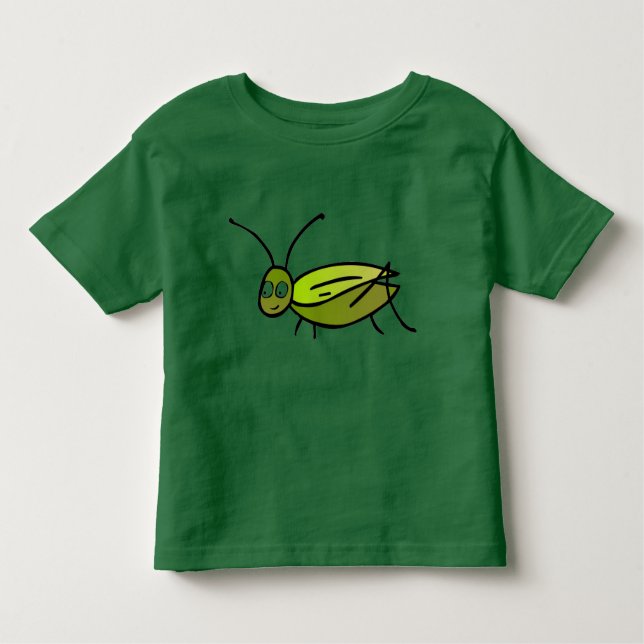 Camiseta Infantil T verde da criança do grilo (Frente)