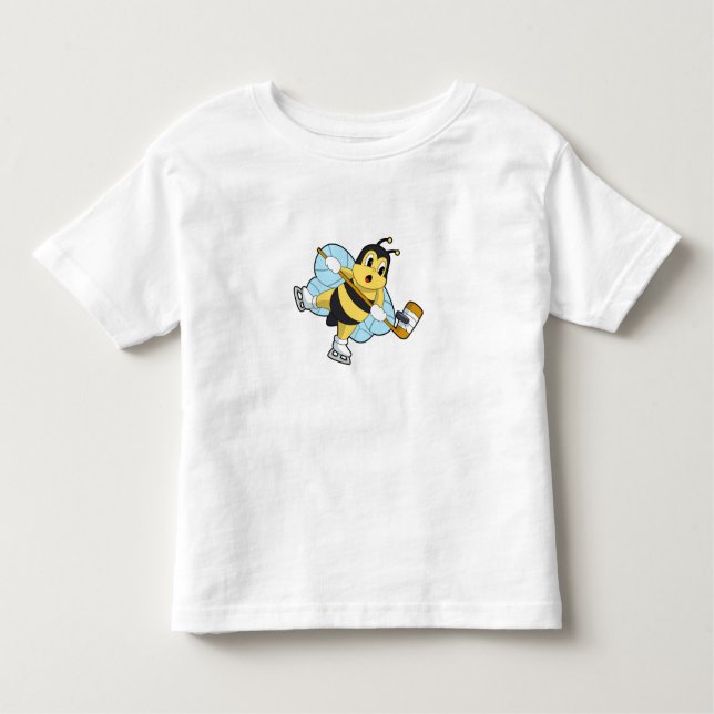 Camiseta Infantil Taco de hóquei no gelo da abelha (Frente)