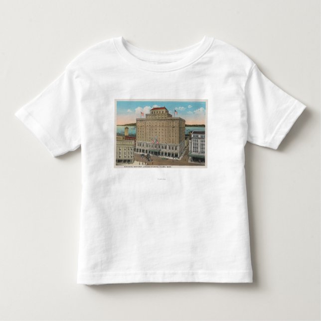 Camiseta Infantil Tacoma, WA - vista do hotel Winthrop (Frente)