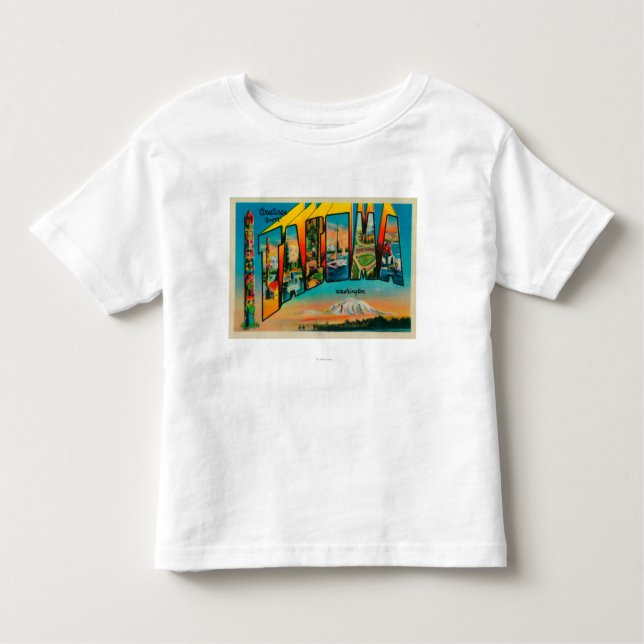 Camiseta Infantil Tacoma, Washington - grandes cenas 2 da letra (Frente)