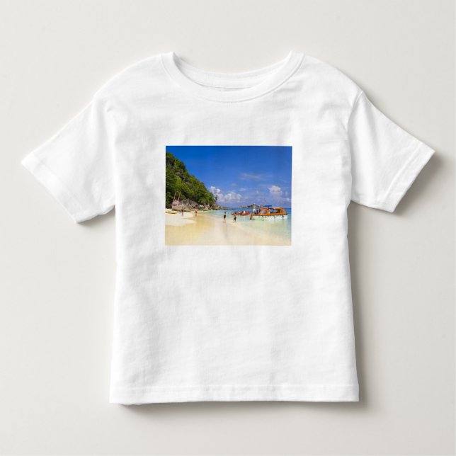 Camiseta Infantil Tailândia, Mar de Andaman. Passageiros em terra (Frente)