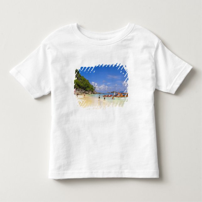 Camiseta Infantil Tailândia, Mar de Andaman. Passageiros em terra (Frente)