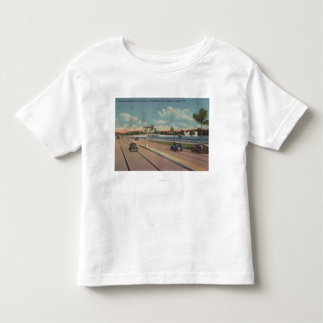 Camiseta Infantil Tampa, FL - vista da avenida de Bayshore, ponte (Frente)