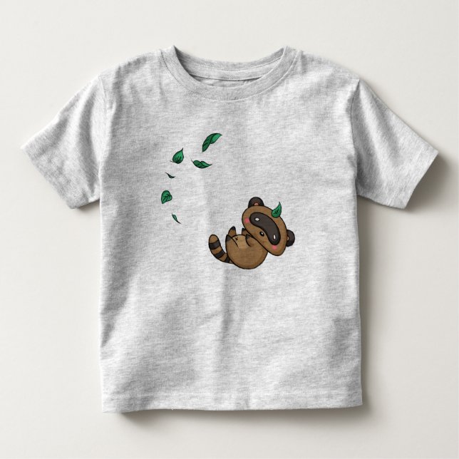 Camiseta Infantil Tanuki e Folhas (Frente)