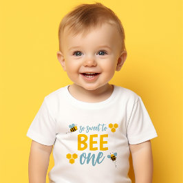 Camiseta Infantil Tão Doce para Ser Abelha Um 1º Aniversário