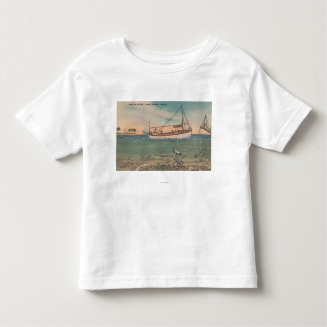Camiseta Infantil Tarpon Springs, FL - vista do barco & do mar (Frente)