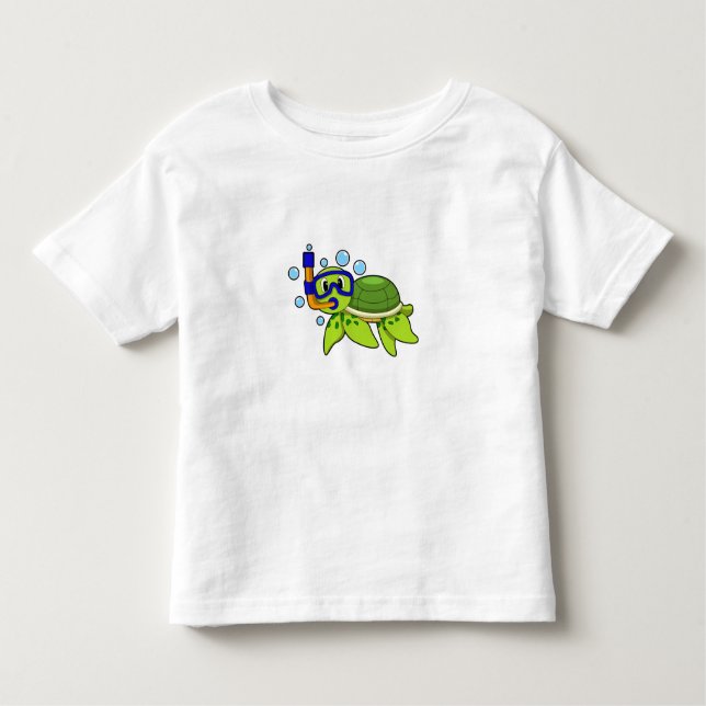 Camiseta Infantil Tartaruga a mergulhar com Snorkel (Frente)