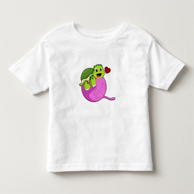 Camiseta Infantil Tartaruga com Bola de Lã (Frente)