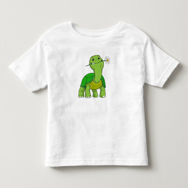 Camiseta Infantil Tartaruga com Flor Margarida (Frente)