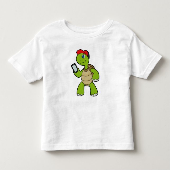 Camiseta Infantil Tartaruga com telefone e chapéu (Frente)