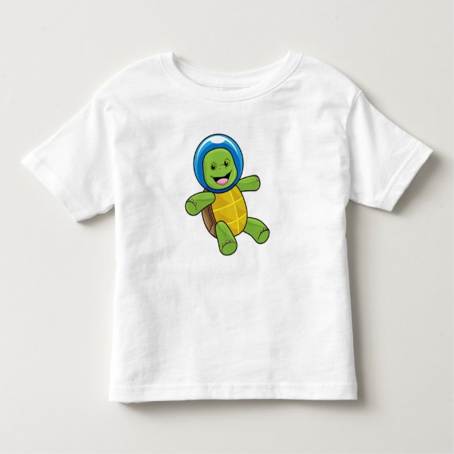 Camiseta Infantil Tartaruga como astronauta com bola de vidro (Frente)