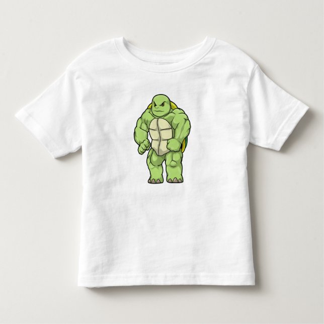 Camiseta Infantil Tartaruga como Bodybuilder com pacote Seis (Frente)