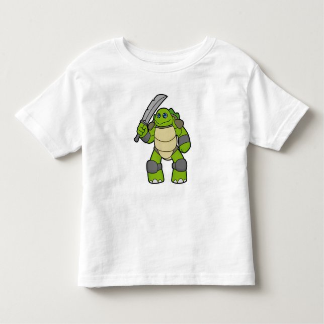 Camiseta Infantil Tartaruga como Guerreira com Espada (Frente)