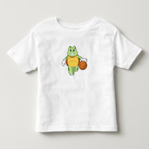 Camiseta Infantil Tartaruga como jogador de basquetebol com basquete