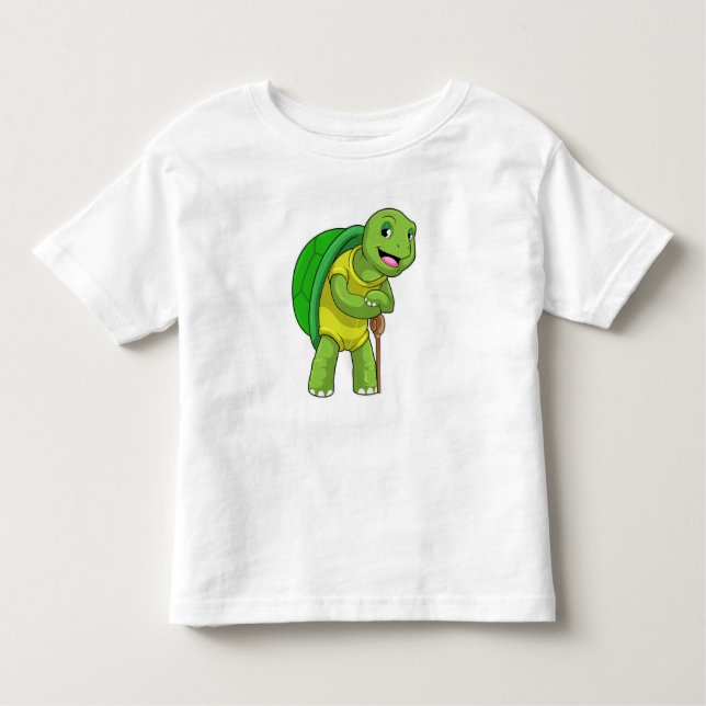 Camiseta Infantil Tartaruga como pensionista com bengala (Frente)