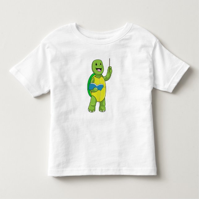 Camiseta Infantil Tartaruga como Professora com Livro e Ponteiro (Frente)