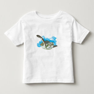 Camiseta Infantil Tartaruga marinha Nadando Design de Aquarela