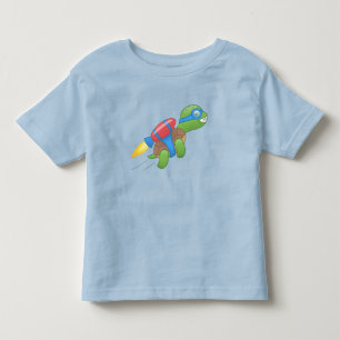 Camiseta Infantil Tartaruga voadora com Jetpack Vermelho