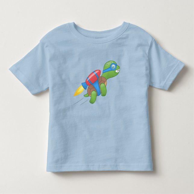 Camiseta Infantil Tartaruga voadora com Jetpack Vermelho (Frente)