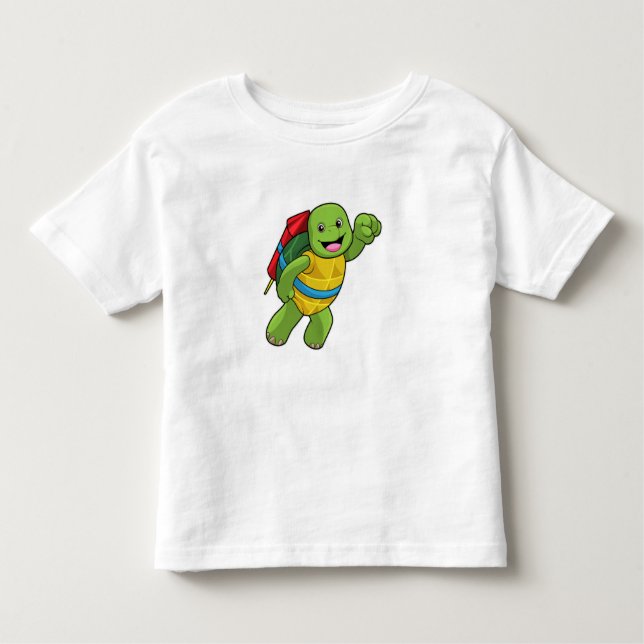 Camiseta Infantil Tartaruga voando com foguete (Frente)