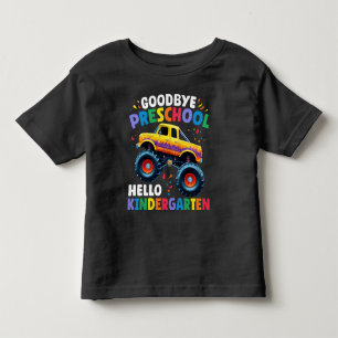 Camiseta Infantil Tchau Pré-Escolar Monstro Formatação de Caminhões