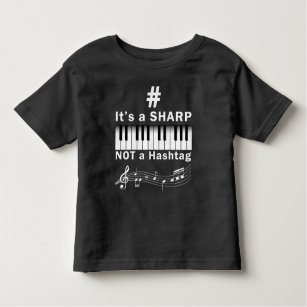 Camiseta Infantil Teclado de músico do piano Player Sharp not Hashta