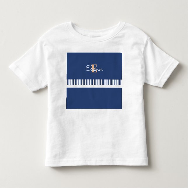 Camiseta Infantil Teclas Piano Personalizadas Teclado Musical (Frente)